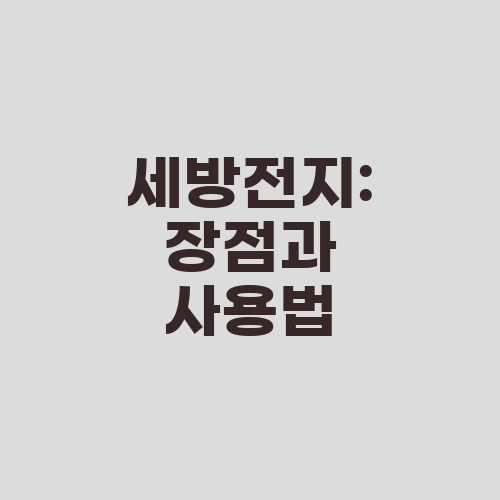 세방전지: 장점과 사용법